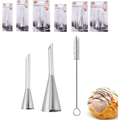 2 Sizes Cream Icing Piping Puff Nozzle Tips Stainless Steel Cupcake Puffs Injection Russian Syringe Confectionery Pastry Tool