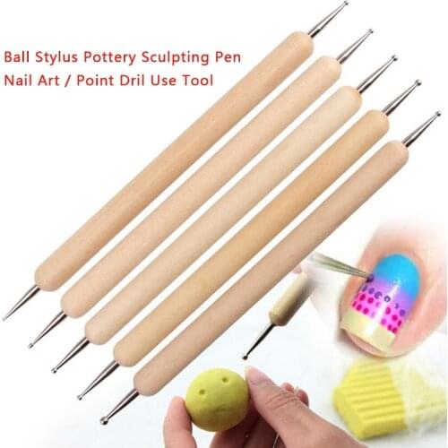 5pcs Indentation Pen New Double Head Carving Sculpture Sculpting Tools Art Craft Pottery Clay Dolls Tools