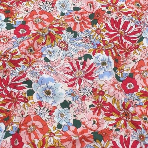 50x147cm Fashion Pastoral Floral Designer Fabric DIY Sewing Summer Thin Dress Cotton Fabric Poplin Cloth