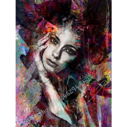 5D Cross Stitch Diamond Painting Girl with graffiti art Diamond Embroidery Home Decor Full Square round Drill Handmade FF3512