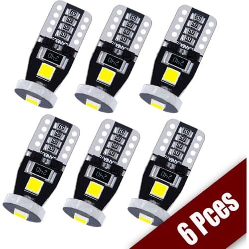 6PCS T10 Led Bulbs W5W 3030 3Chips 12V 6000K Dome Reading License Plate Light Car Interior Lights Auto Bulbs Signal Lamp