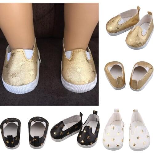 Doll Accessories 1 Pair High Quality Glitter Doll Shoes for 43cm Dolls Five-pointed Star Shoes Fit for 18 Inch American Doll