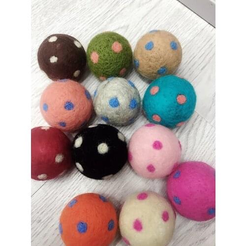 Free Shipping 10PCs 50MM Round Polka Dots Wool Felt Woven Balls Craft DIY Jewelry Ornament Accessories Hair Clips Headband Decor
