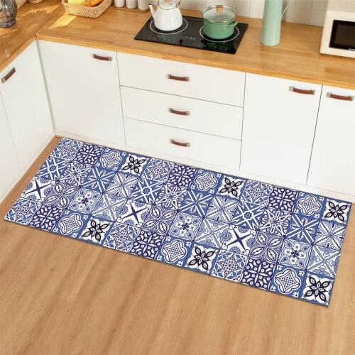Bohemia Kitchen Floor Mat Rugs Boho Non-slip Door Entrance Mat Carpet Flannel Mat Rugs for Bedroom Living Room Bathroom