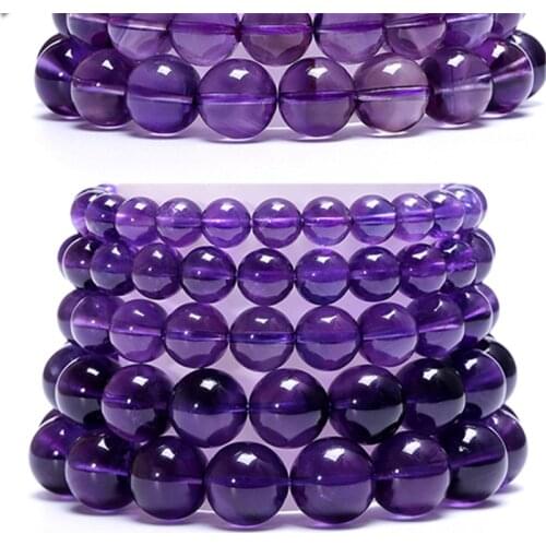BB-323 Natural Amethystine Beads Bracelet Feb.Birthstone Pisces 4mm/6mm/8mm/10mm/12mm