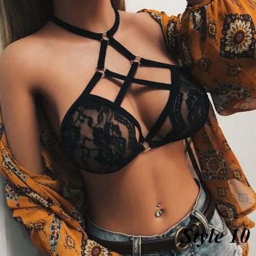 2021 New Sexy Womens Lingerie Hollow Cage Harness Bra Crop Tops Push Up Bra Bustier Bandage Bra Accessories