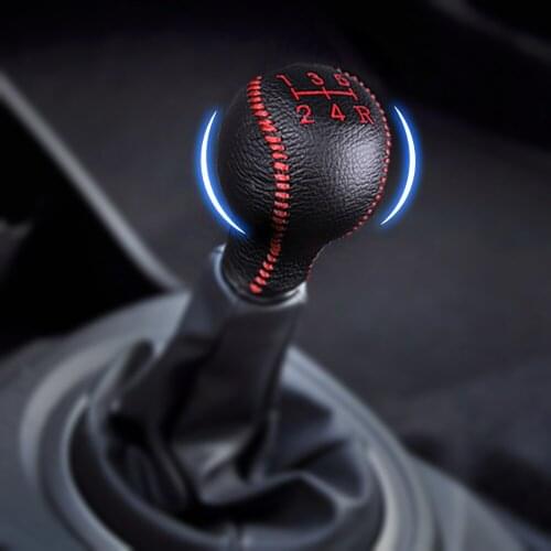 Gear Shift Knob Cover For HONDA City 2015 2017/FIT 2004 2008 2011 Genuine Leather Hand Sewing Black/Red Non-Slip Handbrake Cover