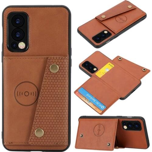 Flip Leather Finish Back Cover For Oneplus NORD 2 5G 2021 Wallet Magnetic Card Slots Pocket Holder Phone Case One Plus Nord2 1