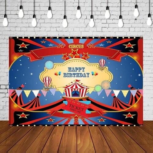 Circus Carnival Birthday Party Backdrop Red Golden Glittering Stage Tent Bunting Photography Studio Background Wall Decorations