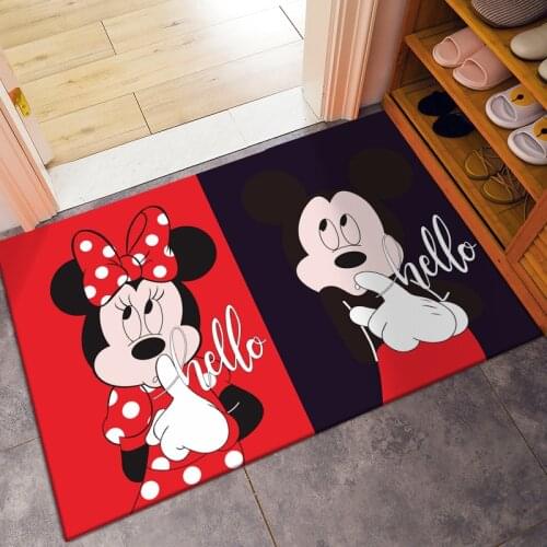 Disney Mickey Mouse Minnie Mouse Door Mat Crystal Velvet Floor Mat In The Room Kitchen Bathroom Door Mat Rugs 80X120cm 60X90cm