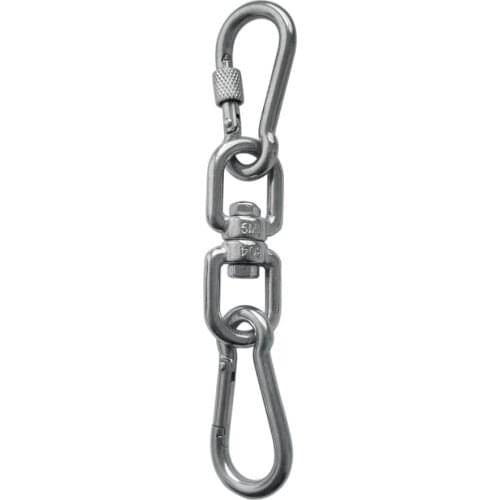 M5 Stainless Steel Double Ended Swivel Eye Hook and Safety Carabiner Spring Snap Hook Swivel Shackle Ring Connector Set of 3