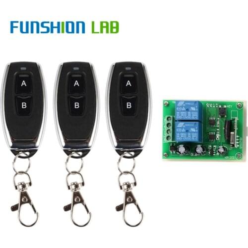FUNSHION 433Mhz Universal Wireless Remote Control Switch DC12V 2CH RF Relay Receiver Module + 2 CH RF 433 Mhz Remote Transmitter