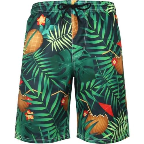 Hawaiian 3D Print Mesh Lining Summer Beach Shorts Men Drawstring Swimming Trunks Mens Clothing
