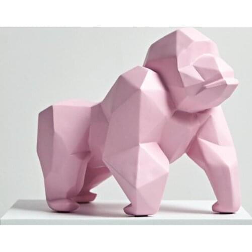 GEOMETRY MACARON GORILLA FIGURINE STATUE SIMULATION ANIMAL ART SCULPTURE RESIN CRAFTWORK HOME DECORATIONS
