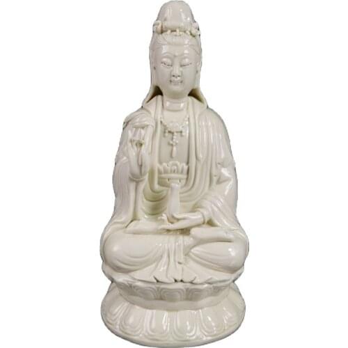China Old Porcelain White Glazed Guanyin White Porcelain Sculpture
