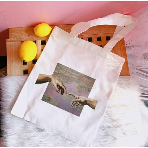 Harajuku Cool Graphic Ladies Handbags Canvas Tote Bag Ulzzang Kawaii Shoulder Shoper Bags Women Harajuku Chic Bag