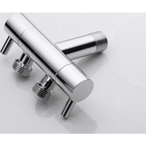 1/2 inch Brass 3 way shower diverter valve Angle valve Bathroom Toilet Bidet Shower Faucet Tee Connector Double switch T-adapter