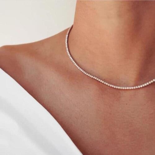 Fashion simple Rhinestone Necklace shiny crystal necklace hip hop rock personality necklace jewelry wholesale