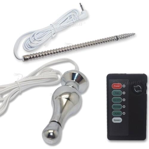 Male Stainless Steel Urethral Catheter Sound Penis Electric Shock Prostate Massage Anal Plug Chastity Erotic Sex Toys For Men