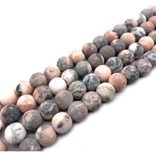 Natural Stone Matte Pink Zebra Round Loose Beads Spacer Jewelry Beads 4 6 8 10 12mm For jewelry Making DIY Bracelet Necklace