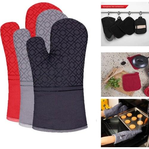Non-Slip Oven Baking Potholder Gloves Mitts Mat Microwave Insulation Gloves Kitchen BBQ High Temperature Baking Potholder Tools