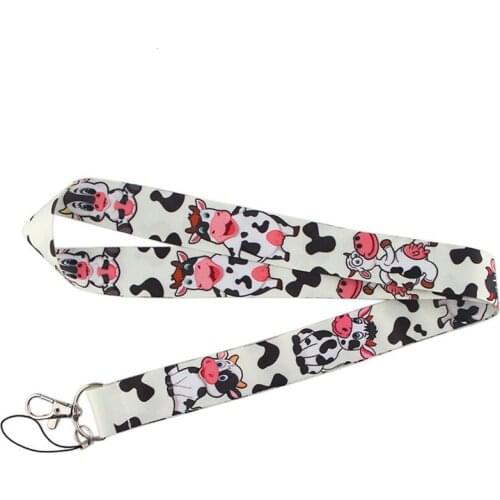 ZF657 1pcs Cute Cow Neck Strap Lanyards ID Badge Card Rope Chain Necklace Phone Gym Strap Webbing Necklace Gift