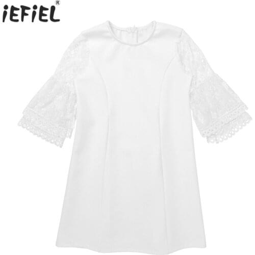 Girls Dress Pure Color Hollow Out Mesh Layered Flared Sleeve A-line Party Kids Dresses For Girls Spring Autumn Casual Clothing