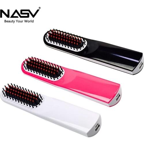Portable Cordless Beard Straightening Brush Ionic Beard With Auto Shut Off Curling Iron Comb for All Hair Type