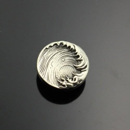 DIY leather craft solid brass material ocean wave design wallet screws decoration button 2pcs/lot dia19mm