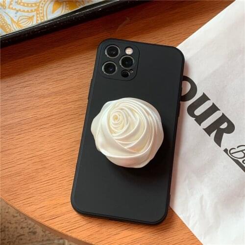 Ins silk rose flower bracket phone case for iphone 11 11Pro Max 12 12Pro Max X XR XS Max 7 8 Plus SE2020 silicone case holder
