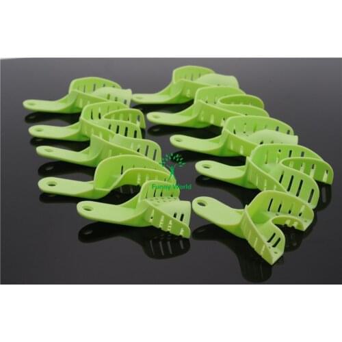 New Arrived Dental Autoclavable Central Green 10pcs/Bag Full Size Plastic Impression Trays