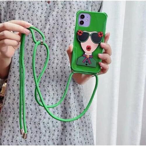 Three-dimensional yellow smiley iphone11 soft xr diagonal rope 12promax sleeve Apple 8plus mobile phone case X influx of women