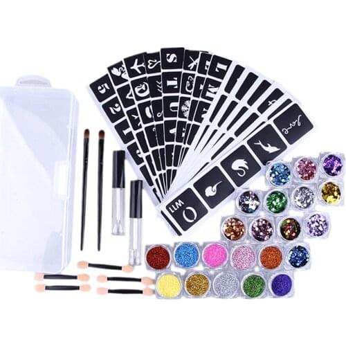 Hair Nail Body Makeup Chunky Glitters Dust Powder Sticks Stickers Glue