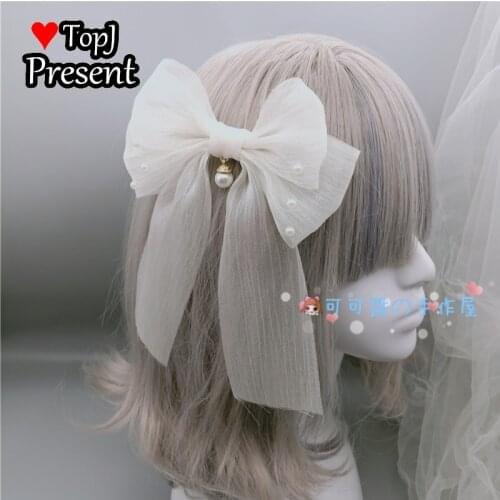 Lolita super BOW LACE hair clip Japanese girl soft sister can take a mermaid dream sea shell Headdress