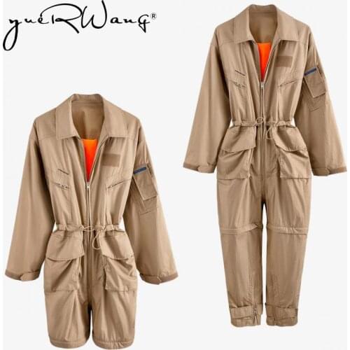 YurWang Women Jumpsuit Drawstring Hollow Out Casual Rompers Womens Jumpsuit Irregular Vintage Khaki Summer Jumpsuit 2021 New