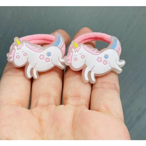 2Pcs/set Luminous Unicorn Hair Accessories Children Rubber Bands Scrunchies Elastic Hair Bands Girls Hair ring Decorations Ties