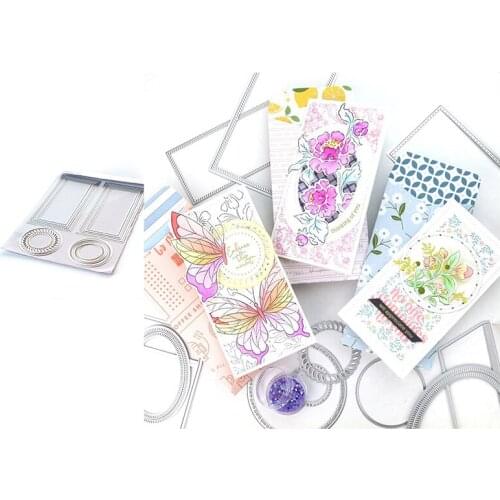 2021 New Arrival DIY Rectangle Circle Frame Shape Metal Cutting Dies Stencil Craft Decor Template for Scrapbooking Design Model