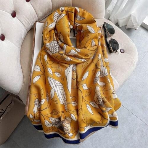 2021 Shawl Hijab Design Letter Pashmina Scarf Women Cashmere Warm Doubel-sided Blanket Wraps Thick Bufanda Female Stoles New