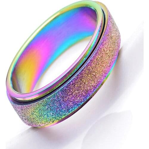 6mm Spinner Colorful Rings 2020 Fashion Men Charm Stainless Steel Matte Rings For Women Wedding Jewelry