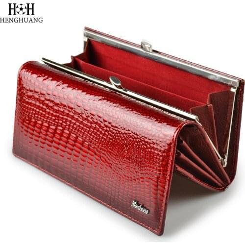 HH Alligator Womens Wallets Luxury Patent Crocodile Genuine Leather Ladies Clutch Purse Hasp Long coin Multifunctional purses