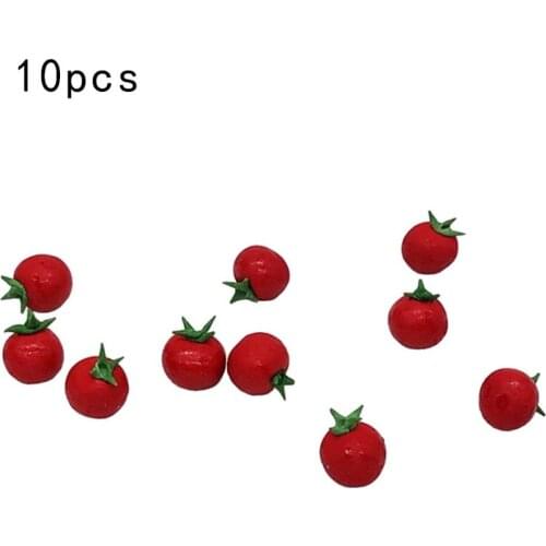 10Pcs 1:12 Scale Dollhouse Resin Artificial Fake Miniature Fruit Tomato Kitchen Food Model Accessories