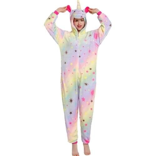 Unicorn Onesies Stitch s Women Girls Unisex Animal Pajamas Winter Sleep Suit Couple Overall Soft Flannel Cosplay Costume