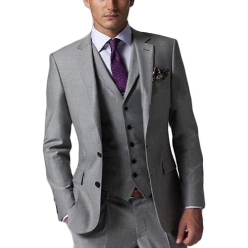 Suit + vest + pants 3 pieces sets / Mens one buckle and two button business suits blazers size M-4XL