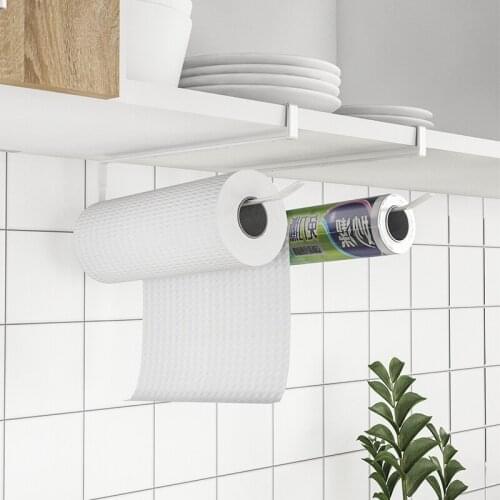 Kitchen Rolling Paper Holder Cabinet Storage Organizer Wall Mounted Kitchen Rack Shelf Toilet Paper Holders Towel Hanger