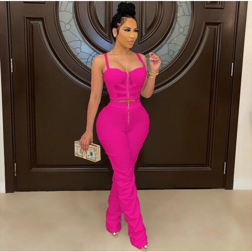 Summer Tracksuit Women Fitness Matching Set Sheer Mesh Zipper Up See Through Camisole Top+stacked Jogger Sweatpant Casual Suits