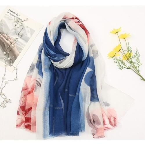 Fashion Printed Floral Polyester Shawl Scarf Women Muslim Hijab Stripe Plaid Wrap Pashmina Sjaal Islamic Turban Bandana 180*90cm