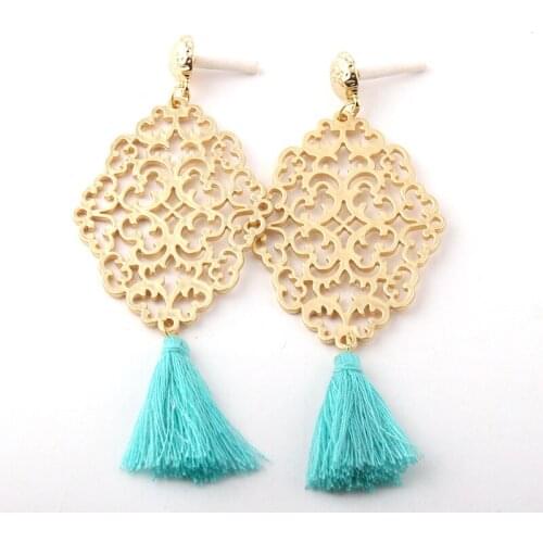 MOODPC Fashion Metall Grid Links Tassel Earring