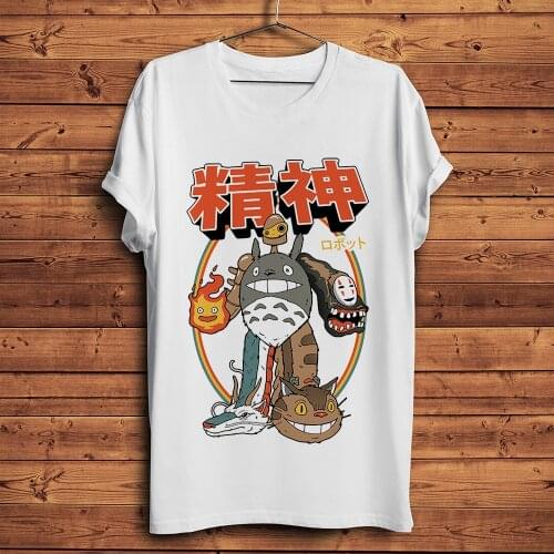 Spirited Away Totoro Laputa funny anime t shirt homme new white short sleeve men casual tshirt unisex streetwear hipster tee