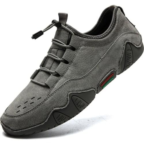 Mens Casual Shoes Genuine Leather Lace Up Comfortable Fashion Sneakers Moccasins Outdoor Breathable Flat Shoes Footwear