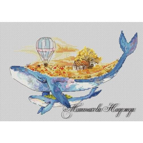 On the back of the whale-good morning 35-26 Cross Stitch Kit Packages Counted Cross-Stitching Kits Cross stich Painting Set